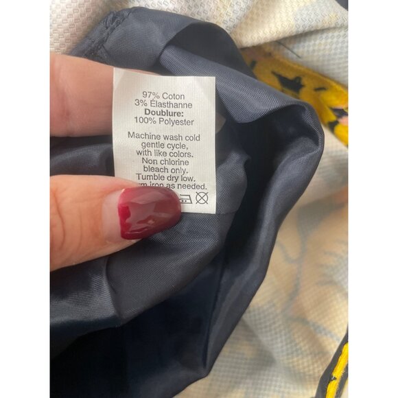 J. Crew Womens Floral Yellow & Black Dress 0P Fit and Flare Vibrant Elegant - Picture 9 of 11